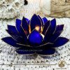 Natural Seashell Capiz Candle holder Tea-Light Lotus Flower Design. Indigo Color with gold color trim. Selection of home decor items at Gaia Center Crystal Incense Shop in Cyprus.