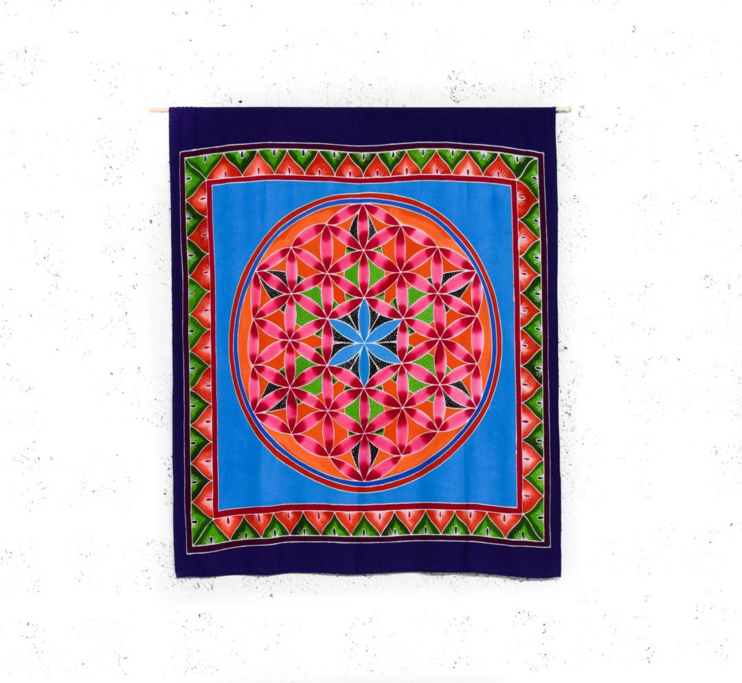 Mandala Flag Batik Hand paint artwork | Bali at Gaia Center | Cyprus.