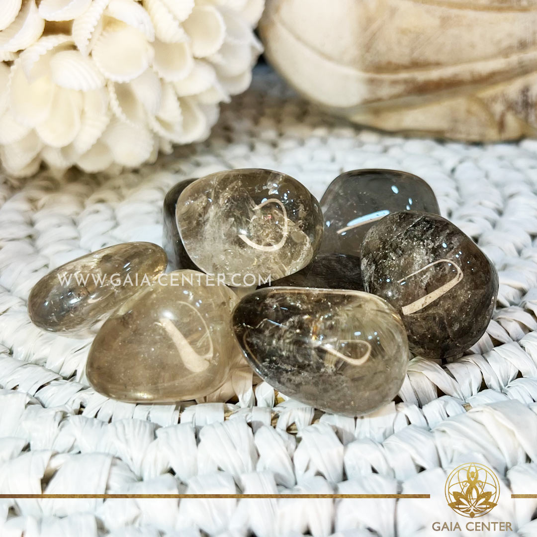 Smoky quartz A-quality polished tumbled stones from Brazil |30mm| at Gaia Center crystal shop in Cyprus. Crystal tumbled stones and rough minerals at Gaia Center crystal shop in Cyprus. Order crystals online top quality crystals, Cyprus islandwide delivery: Limassol, Larnaca, Paphos, Nicosia. Europe and Worldwide shipping.
