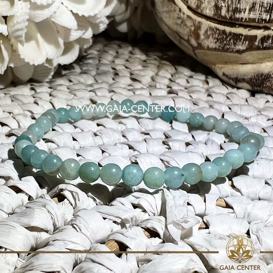 Crystal Bracelet Amazonite with Elastic string- made with 4mm gemstone beads. Crystal and Gemstone Jewellery Selection at Gaia Center Crystal Shop in Cyprus. Order crystals online, Cyprus islandwide delivery: Limassol, Larnaca, Paphos, Nicosia. Europe and Worldwide shipping.
