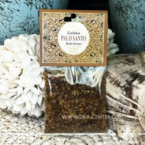 Incense Resin Palo Santo by Goloka for smudging and space clearing ceremonies. 1 pack contains 30g. of resin. Selection of incense burners, aroma resins and smudge sticks for ceremonies and rituals at GAIA CENTER Crystals Incense shop in Cyprus.