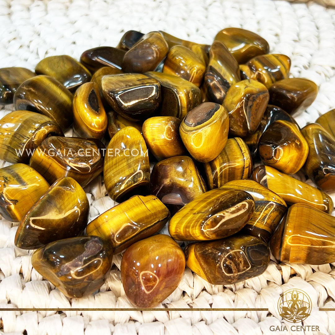 Crystal polished tumbled stones Tigers Eye Gold A quality at Gaia Center crystal shop in Cyprus. Crystal tumbled stones and rough minerals at Gaia Center crystal shop in Cyprus. Order online top quality crystals, Cyprus islandwide delivery: Limassol, Larnaca, Paphos, Nicosia. Europe and Worldwide shipping.