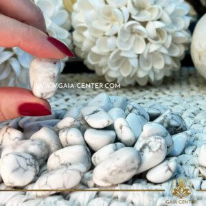 Tumbled Stones - White Howlite A-quality |20-25mm| at Gaia Center Crystal shop in Cyprus. Crystal and Gemstone Jewellery Selection at Gaia Center in Cyprus. Order online, Cyprus islandwide delivery: Limassol, Larnaca, Paphos, Nicosia. Europe and Worldwide shipping.