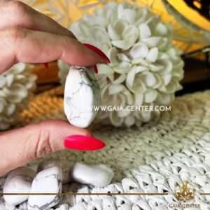 Tumbled Stones - White Howlite A-quality |size 30mm| at Gaia Center Crystal shop in Cyprus. Crystal and Gemstone Jewellery Selection at Gaia Center in Cyprus. Order online, Cyprus islandwide delivery: Limassol, Larnaca, Paphos, Nicosia. Europe and Worldwide shipping.