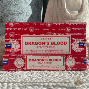 Aroma Incense Sticks Dragon's Blood fragrance by Satya brand. 15grams incense pack. Selection of natural incense sticks at GAIA CENTER | Crystals and Incense aroma shop in Cyprus. Order incense sticks and aroma burners online, Cyprus islandwide delivery: Nicosia, Paphos, Limassol, Larnaca