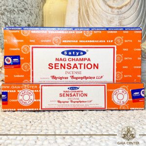 Aroma Incense Sticks Sensation Nag Champa fragrance by Satya brand. 15grams incense pack. Selection of natural incense sticks at GAIA CENTER | Crystals and Incense aroma shop in Cyprus. Order incense sticks and aroma burners online, Cyprus islandwide delivery: Nicosia, Paphos, Limassol, Larnaca
