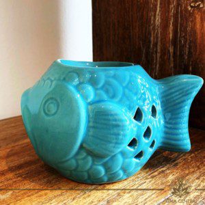 Essential Oil burner Blue fish Ceramic. Gaia-Center Shop in Cyprus.