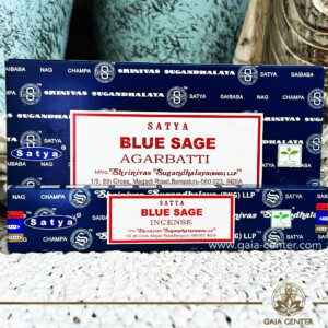 Natural Aroma Incense Sticks Blue Sage by Satya. 15g incense sticks in a pack. Order online at Gaia Center | Aroma Incense Shop in Cyprus. Cyprus islandwide delivery: Limassol, Nicosia, Larnaca, Paphos. Europe & Worldwide delivery.