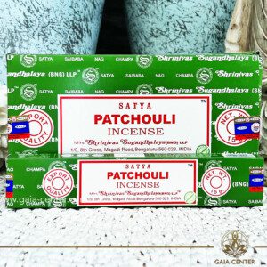 Natural Aroma Incense Sticks Patchouli by Satya. 15g incense sticks in a pack. Order online at Gaia Center | Aroma Incense Shop in Cyprus. Cyprus islandwide delivery: Limassol, Nicosia, Larnaca, Paphos. Europe & Worldwide delivery.