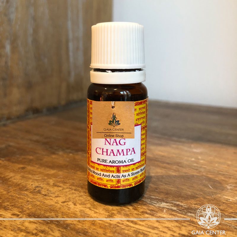 Essential and Pure Aroma oils Selection. Nag Champa Aroma Oil for Aroma diffusers and oil burners. Contents 10ml. Gaia-Center Shop in Cyprus. Cyprus and International shipping.