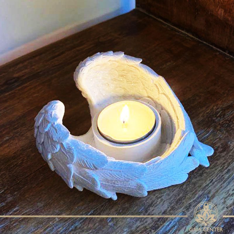 Angel wings heart shape candle holder at Gaia-Center in Cyprus. Spiritual and decor gifts order online at: https://gaia-center.com