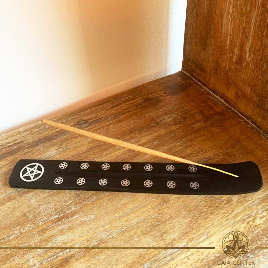 Ash catcher - incense stick holder wooden Star Pentagram design. Selection of incense holders and incense burners at Gaia Center in Cyprus. Wholesale and retail options. Cyprus and Worldwide delivery, shop online: https://gaia-center.com