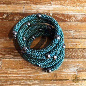 Jewellery items beaded bracelet turquoise color design. Summer essential jewellery at Gaia Center in Cyprus. Shop online at https://gaia-center.com. Cyprus and Worldwide shipping.