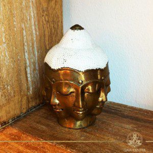 Buddha Head Multi Face - metal base with antique gold and white color finishing. Spiritual items at Gaia Center in Cyprus. Order online: https://www.gaia-center.com Cyprus and International Shipping.