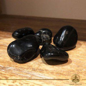 Black Onyx tumbled gemstones. Gemstones and Crystals in Cyprus at Gaia-Center
