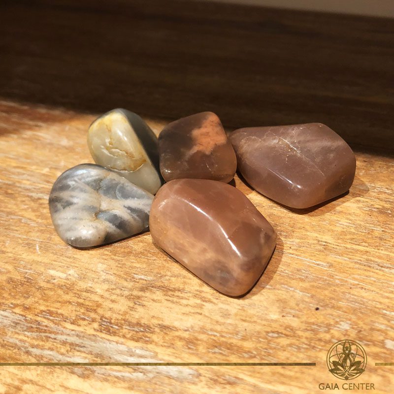 Moonstone tumbled gemstones. Gemstones and Crystals in Cyprus at Gaia-Center