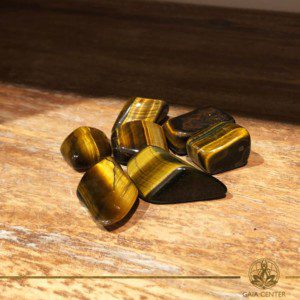 Tigers Eye Gold tumbled gemstones. Gemstones and Crystals in Cyprus at Gaia-Center