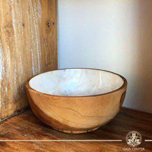 Natural coral shell and wooden bowl at Gaia Center in Cyprus. Shop online at https://gaia-center.com. Cyprus and Worldwide shipping.