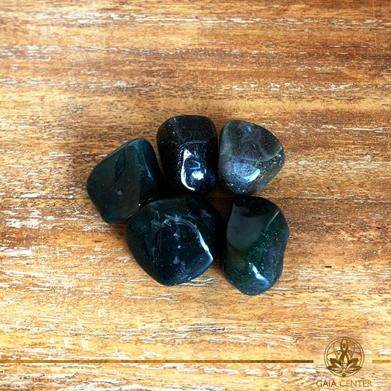 Moss Agate tumbled stones | India. Crystals and Gemstones selection at Gaia Center | Cyprus.
