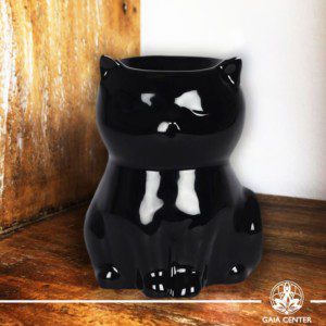 Essential Oil Burner or Wax Melt Burner - Ceramic Black Cat design at Gaia Center | Cyprus.