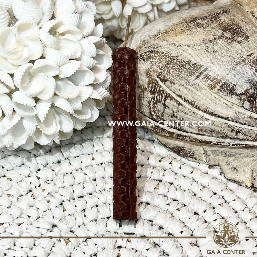 Magic Spell Candles Brown Natural Beeswax at Gaia Center Crystal Incense Shop in Cyprus.