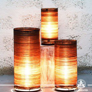 Lamps set textile brown color |set of three sizes| from Bali at Gaia Center | Cyprus.
