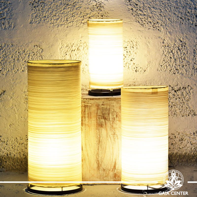 Lamps set textile cream color from Bali at Gaia Center | Cyprus.