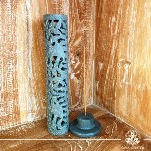 Incense Holder or Ash Catcher for incense sticks. Made from Soap Stone with an artistic carved design. Incense burners selection at Gaia Center | Cyprus.