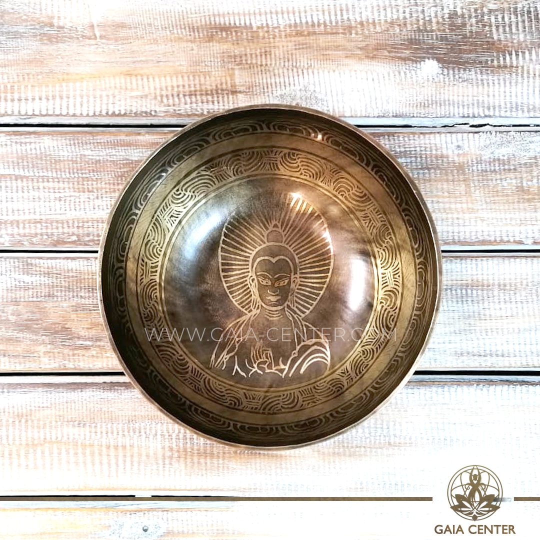 Tibetan Sining Bowl metal with engraved design auspicious buddhist symbols, Buddha and prayers /mantras for Sound Healing Therapy at GAIA CENTER | CYPRUS. Original top quality from Nepal. Cyprus delivery to: Limassol, Paphos, Nicosia, Larnaca, Paralimni, Strovolos. Including provinces and small suburbs. Europe and International Worldwide shipping. Wholesale and Retail. Shop online for Singing Bowls: https://gaia-center.com
