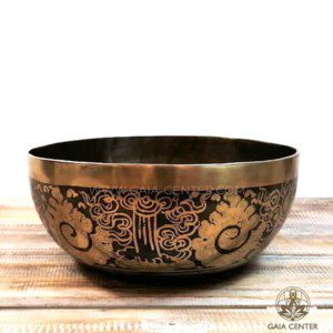 Tibetan Sining Bowl metal with engraved design auspicious buddhist symbols and prayers /mantras for Sound Healing Therapy at GAIA CENTER | CYPRUS. Original top quality from Nepal. Cyprus delivery to: Limassol, Paphos, Nicosia, Larnaca, Paralimni, Strovolos. Including provinces and small suburbs. Europe and International Worldwide shipping. Wholesale and Retail. Shop online for Singing Bowls: https://gaia-center.com