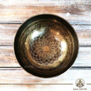 Sining Bowl metal with engraved design of Buddhist Conch Shell Symbol. mandala flower and mantra for Sound Healing Therapy at GAIA CENTER | CYPRUS. Original from Nepal. Cyprus delivery to: Limassol, Paphos, Nicosia, Larnaca, Paralimni, Strovolos. Including provinces and small suburbs. Europe and International Worldwide shipping. Wholesale and Retail. Shop online for Singing Bowls: https://gaia-center.com
