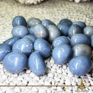 Angelite Polished Tumbled stones crystals at GAIA CENTER | Crystal Shop in Cyprus. Known for its gentle energy and soothing vibes, Angelite promotes tranquility, inner peace, and communication with higher realms. These tumbled stones, crafted to perfection, are ideal for meditation, energy work, or as a calming addition to your crystal collection. Dive into the ethereal healing energies of Angelite and elevate your well-being. Discover the transformative properties of these polished stones at GAIA CENTER Crystal Shop. Selection of top quality crystals available at our crystal shop in Cyprus. Cyprus islandwide delivery: Limassol, Paphos, Larnaca, Nicosia