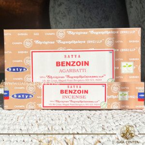 Incense Sticks pack 15g Benzoin by Satya brand at Gaia Center | Crystals and Incense Esoteric Shop Cyprus. Selection of natural Incense sticks and Incense holders. Cyprus delivery to: Limassol, Paphos, Nicosia, Larnaca, Paralimni, Strovolos. Including provinces and small suburbs. Europe and International Worldwide shipping.