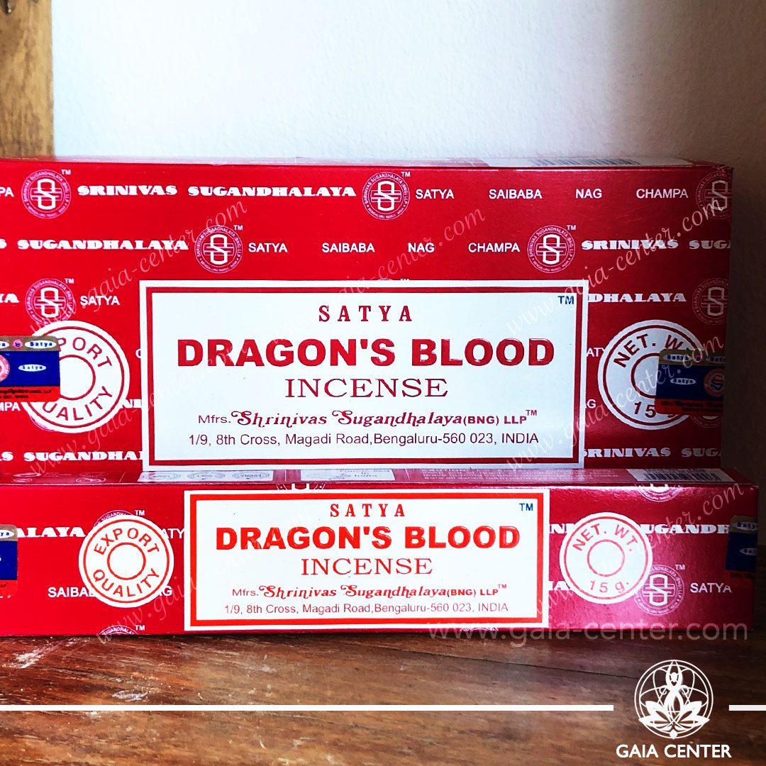 Incense Sticks pack 15g Dragon's Blood by Satya at Gaia Center | Cyprus. Selection of natural Incense sticks and Incense holders. Cyprus delivery to: Limassol, Paphos, Nicosia, Larnaca, Paralimni, Strovolos. Including provinces and small suburbs. Europe and International Worldwide shipping.