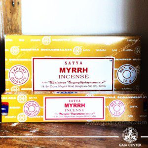Incense Sticks pack 15g Myrrh by Satya at Gaia Center | Cyprus. Selection of natural Incense sticks and Incense holders. Cyprus delivery to: Limassol, Paphos, Nicosia, Larnaca, Paralimni, Strovolos. Including provinces and small suburbs. Europe and International Worldwide shipping.