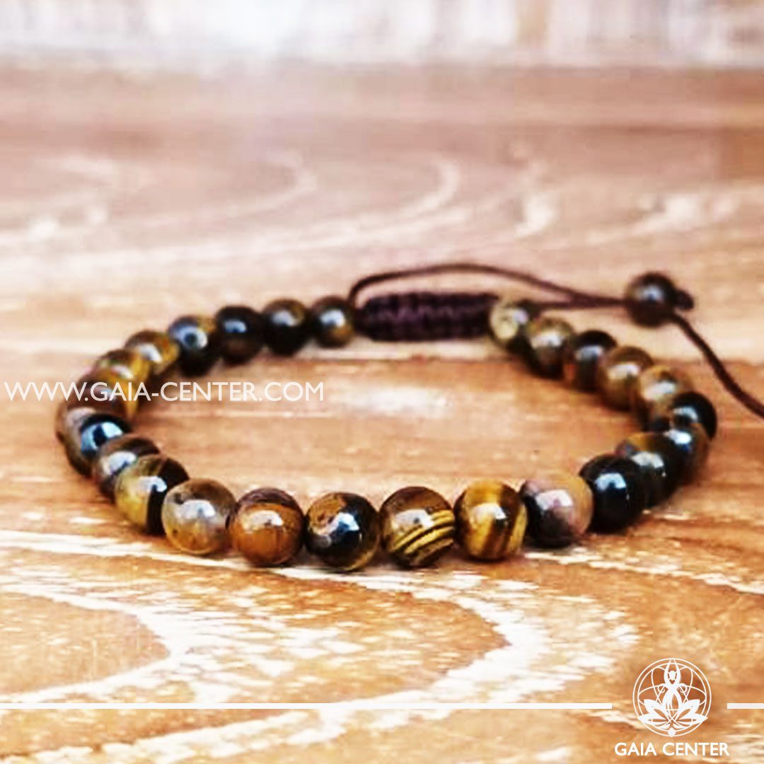 Tiger Eye Tibetan bracelet. Adjustable string. Selection of Tibetan Jewelry made from crystals, gemstones, combination of metals at Gaia Center | Cyprus.