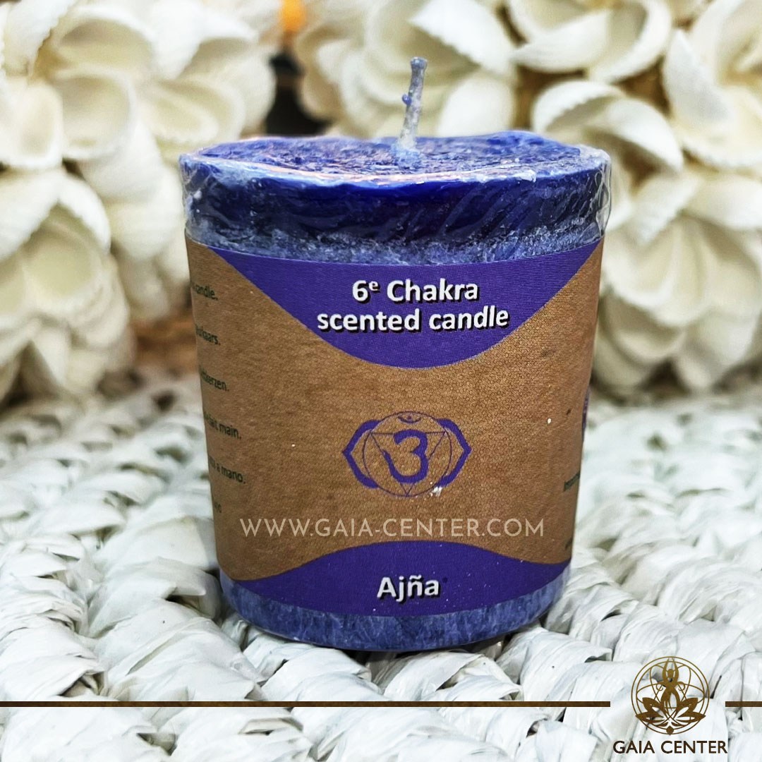 Natural Chakra Candle Ajna chakra 6 blue color at Gaia Center | Crystal Incense Shop in Cyprus.