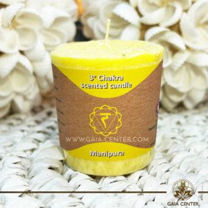 Natural Chakra Candle Manipura chakra 3 yellow color at Gaia Center | Crystal Incense Shop in Cyprus.