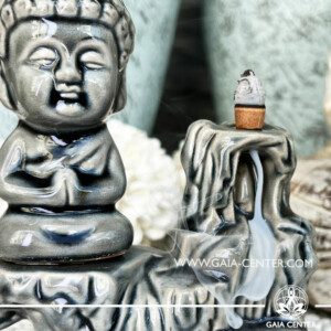 Backflow Incense Burner - Ceramic Buddha Grey color Backflow incense burners an Backflow dhoop cones selection at Gaia Center | Incense Aroma & Crystal shop in Cyprus. Order online, Cyprus islandwide delivery: Limassol, Larnaca, Nicosia, Paphos. Europe and worldwide shipping.