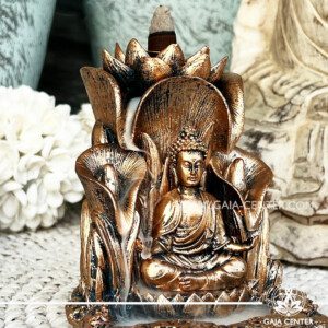 Backflow Incense Burner - Buddha bronze color Backflow incense burners an Backflow dhoop cones selection at Gaia Center | Incense Aroma & Crystal shop in Cyprus. Order online, Cyprus islandwide delivery: Limassol, Larnaca, Nicosia, Paphos. Europe and worldwide shipping.