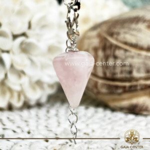 Crystal Point Pendulum Pendant Rose Quartz at GAIA CENTER Crystal Shop CYPRUS. Crystal jewellery and crystal pendants at Gaia Center crystal shop in Cyprus. Order online top quality crystals, Cyprus islandwide delivery: Limassol, Larnaca, Paphos, Nicosia. Europe and Worldwide shipping.