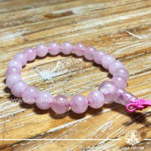 Rose Quartz Crystal Power Bracelet with Guru bead and tibetan knot. Healing Crystals and Gemstone selection at Gaia Center | Cyprus.
