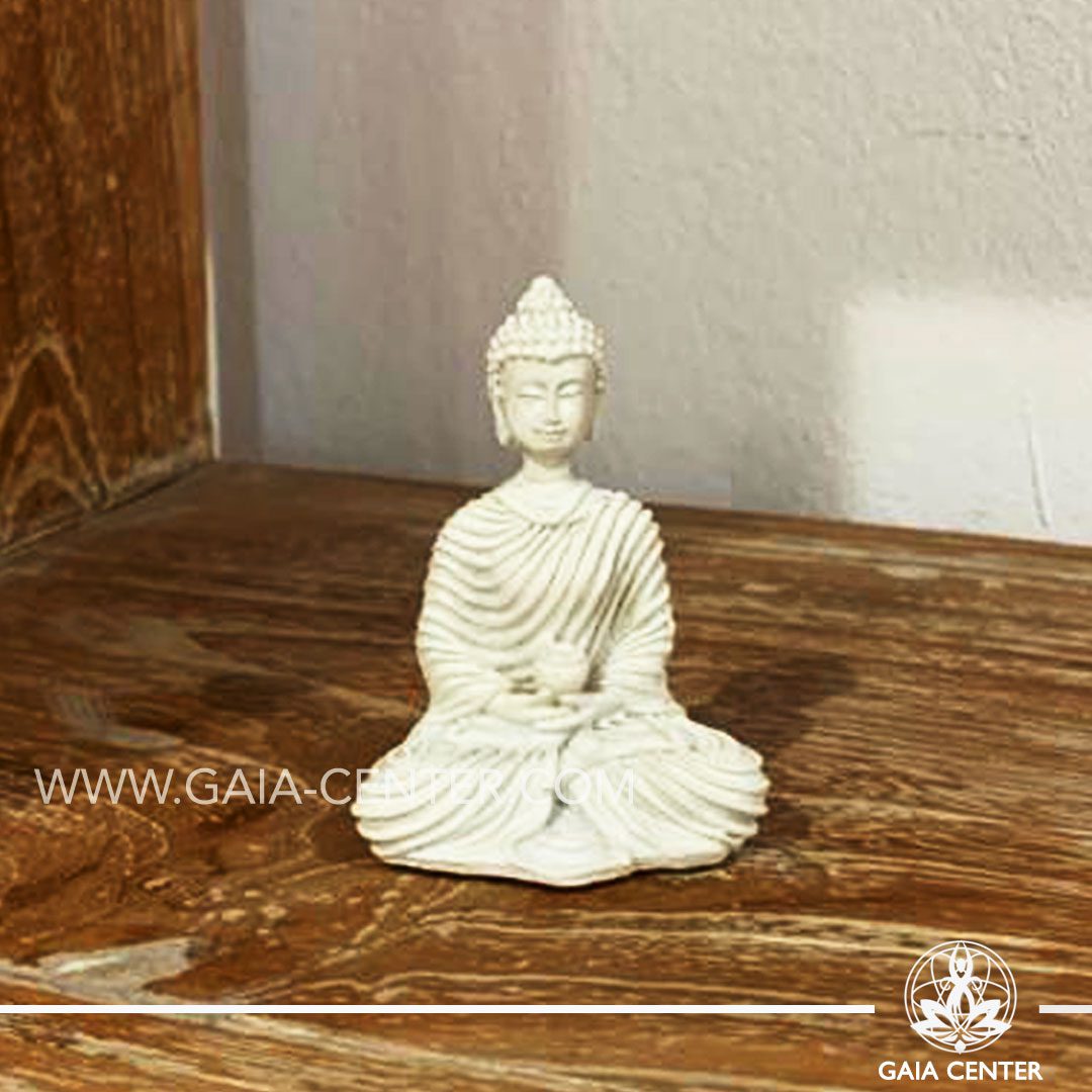 White Buddha statue mini size at Gaia Center | Cyprus.