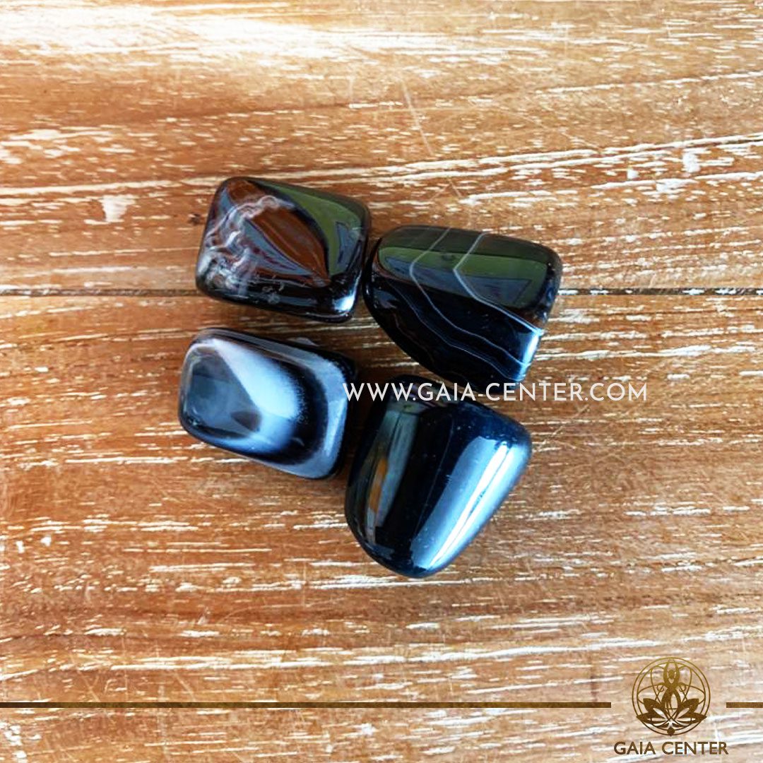 Black Onyx Gemini Birthsnone 20-30mm Medium Tumblestones. Crystals and semiprecious gemstone selection at GAIA CENTER | Cyprus.
