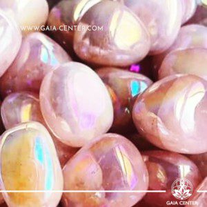 Rose Quartz Aura Tumblestones. Crystals and semiprecious gemstone selection at GAIA CENTER | Cyprus.