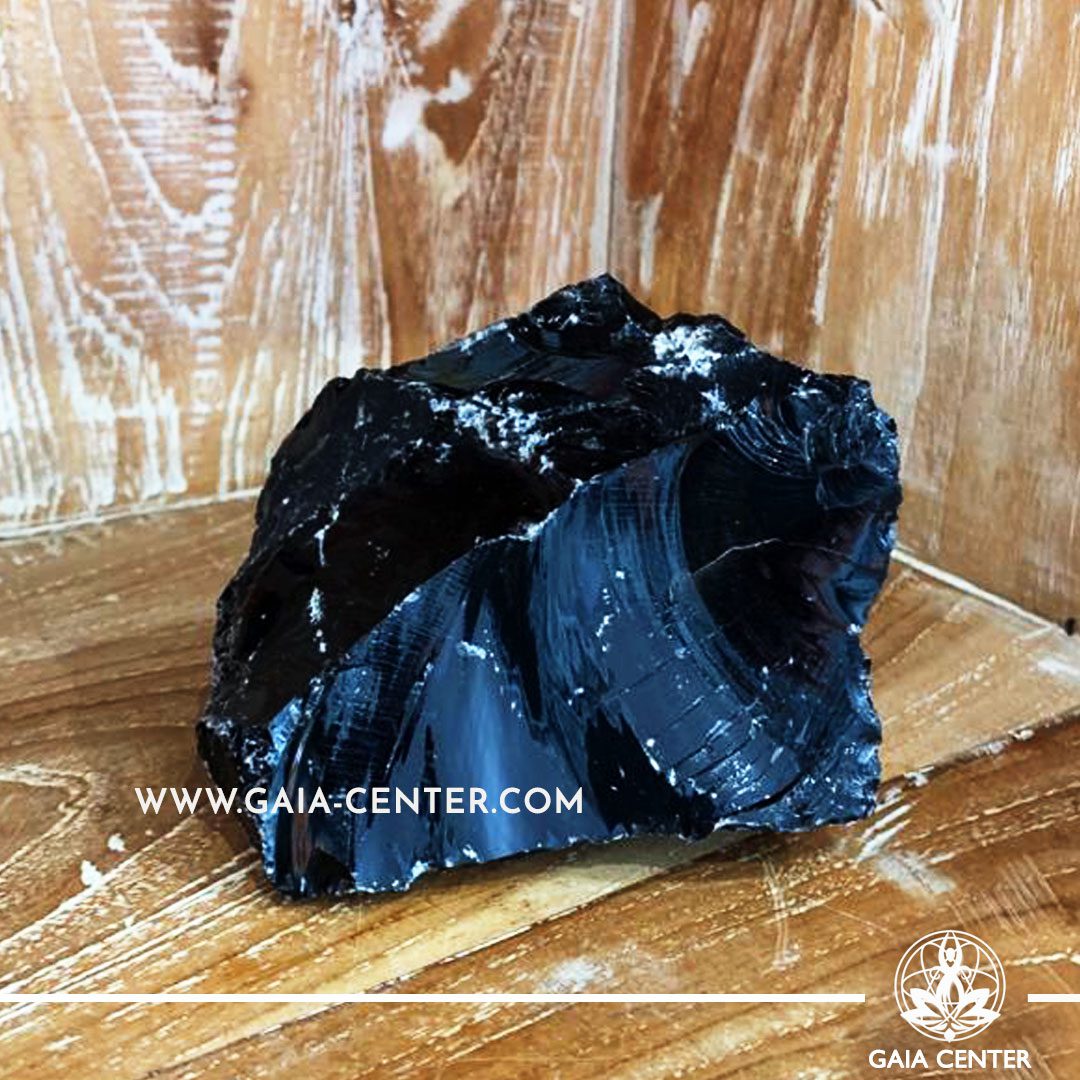 Crystal Black Obsidian Base Natural form cluster from Mexico. Crystal size: H:90mm L:130mm W:60mm Crystal and Gemstone selection at Gaia Center | Cyprus.
