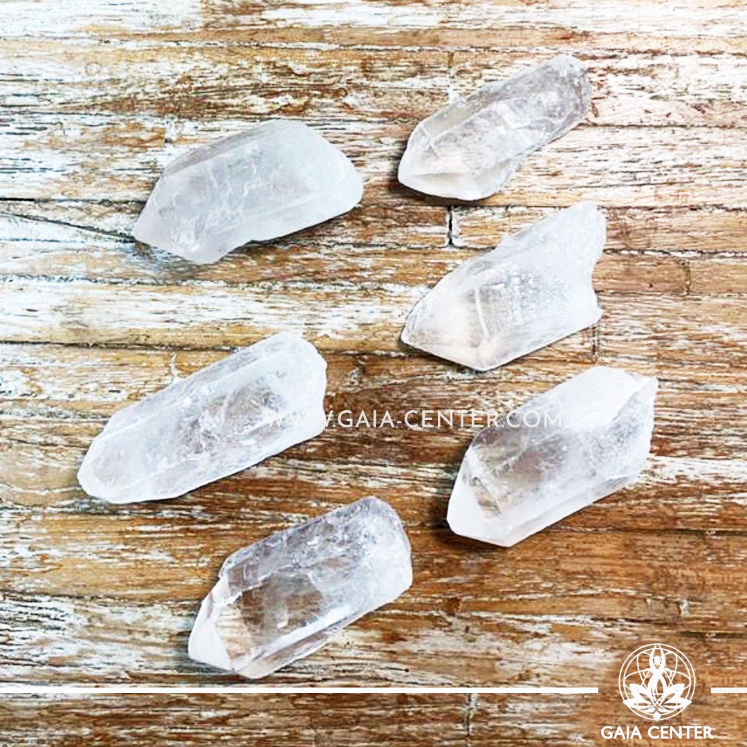 Crystal Quartz Clear Points rough crystals. Crystals and semiprecious gemstone selection at GAIA CENTER | Cyprus.