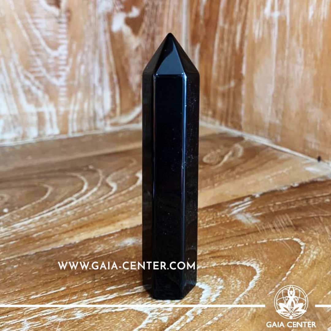 Crystal Point Polished Black Obsidian 9.5 cm. Crystal and Gemstone selection at Gaia Center | Cyprus.