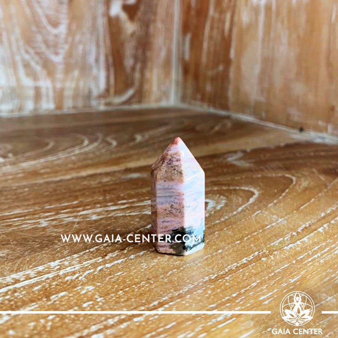 Crystal Point Polished Rhodonite 3.5 cm. Crystal and Gemstone selection at Gaia Center | Cyprus.