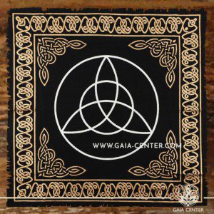 Altar Cloth - Triquetra style 65x65cm is perfect for Tarot, Oracle cards, Intuitive Reading, Crystal and Rune placement. Tarot | Oracle | Angel Cards selection and Altar Accessories at Gaia Center | Cyprus.